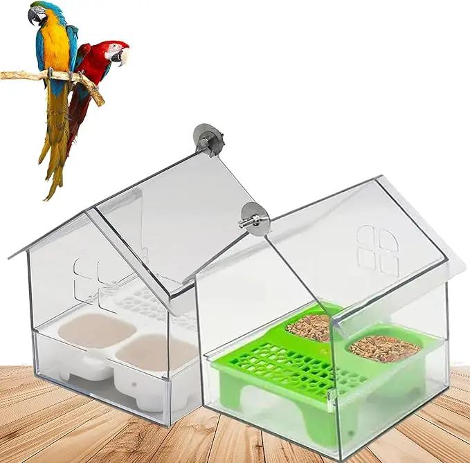 2026 New Pull-Out External Parrot Feeder, Bird Bath for Cage, 7*6*5.5in Bird Feeder House, Transparent Parakeet Cage Accessories, Easy To Fill, Clean, Long-Lasting, for Finch and Hummingbird (MIX) by GreenHaven Gardens