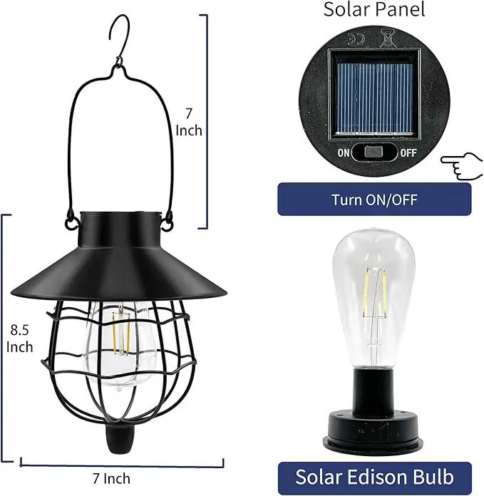 Solar Hanging Lantern Outdoor Waterproof Solar Lanterns Hanging Lights for Outside with Bright Warm White Light for Garden Patio Yard Pathway 2 Pack(Black) by GreenHaven Gardens