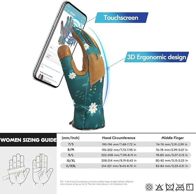 Vgo... 1Pair Gardening Gloves for Women, Goatskin leather Thorn Proof Working Gloves for Weeding, Digging, Raking, Pruning and Planting,Touchscreen(S,Dark Green,GA7471) by GreenHaven Gardens