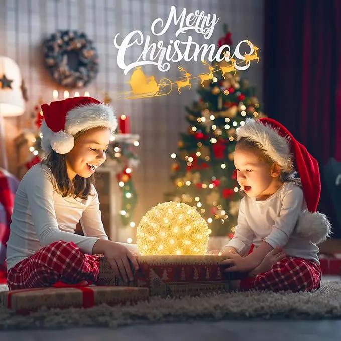 Brightown 6" Christmas Lighted Sphere Balls, 100 LED Warm White Starlight Ball - Plug-in Waterproof Outdoor & Indoor Christmas Holiday Decoration by GreenHaven Gardens