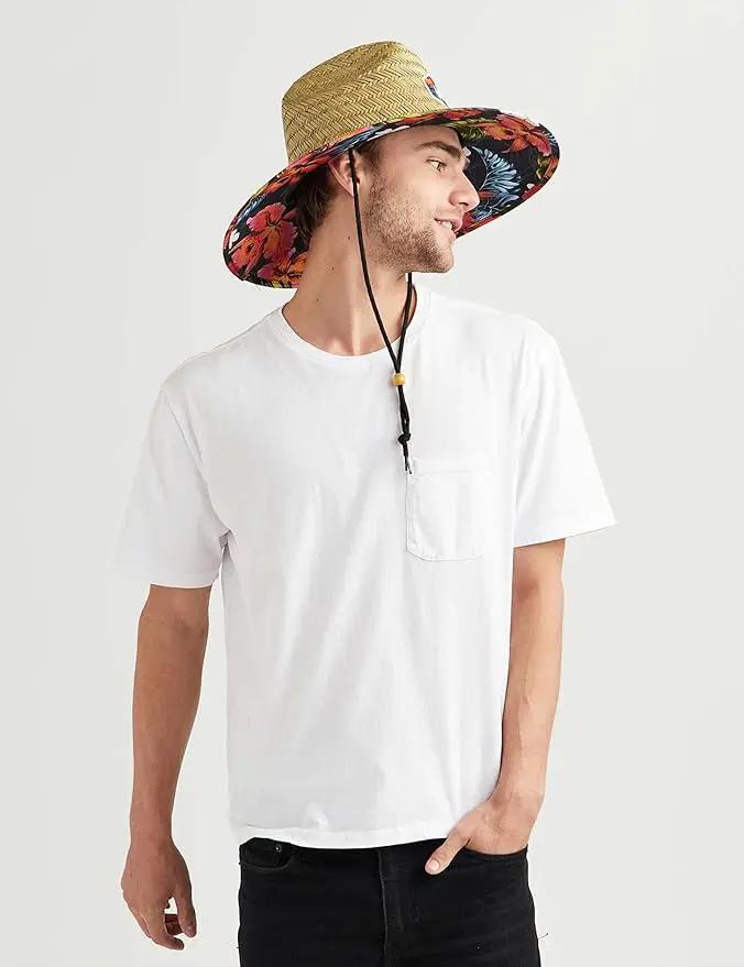 Straw Hat for Men & Women | Lifeguard Hat, Beach Hat & Sun Hat | UPF 50+ Wide Brim for Sun Protection | One Size | Hemlock