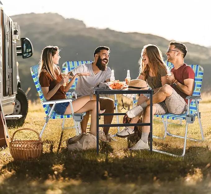 VINGLI Aluminum Patio Lawn Chairs Folding 1 Pack with Detachable Cup Holder, Webbed Beach Chair Folding Chair Outdoor Portable Camping Chair for Yard, Garden … by GreenHaven Gardens