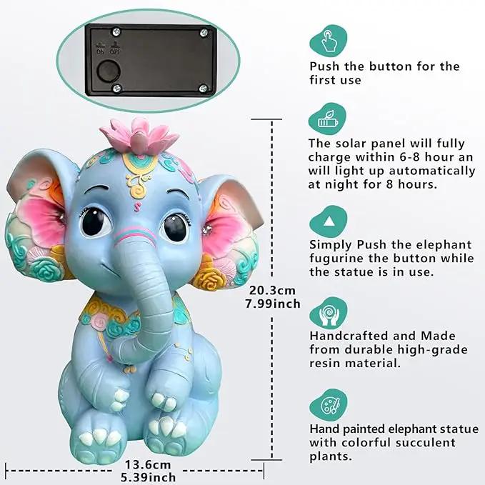 Solar Garden Outdoor Statue Elephant with 4 LED Lights,Lawn Decor Statue for Patio, Balcony,Yard Ornament,Ideal Gift for Christmas,Women,Mom,Grandma,Birthday or Unique Housewarming by GreenHaven Gardens
