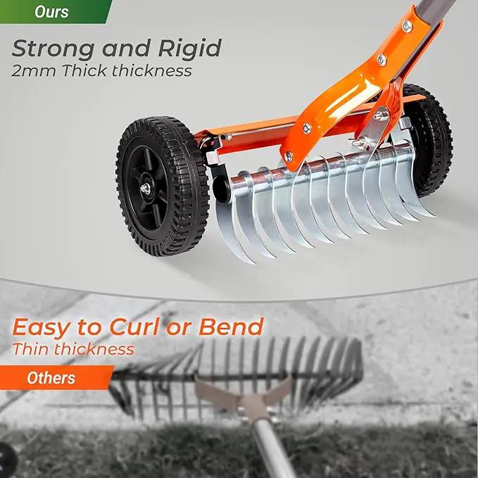 Walensee Dethatching Roller Rake with 76.8'' Adjustable Handle, 2mm Stainless Steel Blades, Heavy Duty Lawn Thatch Remover for Moss, Grass Clippings, Leaves & Debris – Ideal for Yard & Garden Cleanup by GreenHaven Gardens