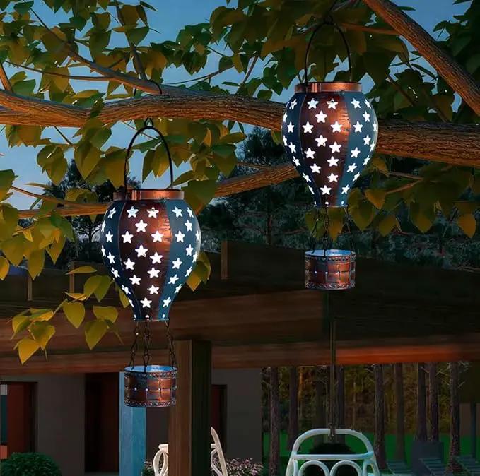 Hanging Solar Lantern,2-Pack Solar Powered Hot Air Balloon Lantern,Hanging Solar Lights Outdoor Waterproof for Lawn Porch Tree Garden Decorations by GreenHaven Gardens