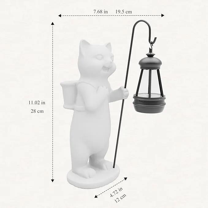 Solar Powered Garden Resin Statue Lights, 10 Inch Waterproof Outdoor Animal Cute Cat Figurine Lights, Suitable for Patios, Balconies, Lawns, Courtyards, Etc (Basket) by GreenHaven Gardens