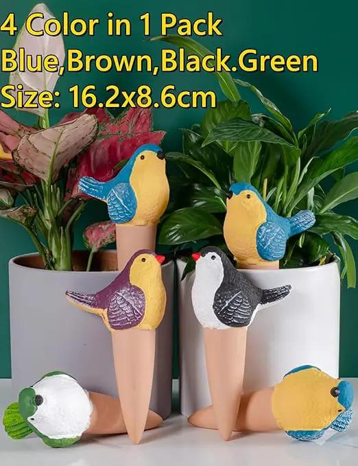 4 Pack Plant Watering Devices, Magpie Shape Terracotta Watering Spikes, Vacation Self Watering Planter Insert, Automatic Plant Waterer for Indoor Outdoor Plants (Smart Magpie) by GreenHaven Gardens