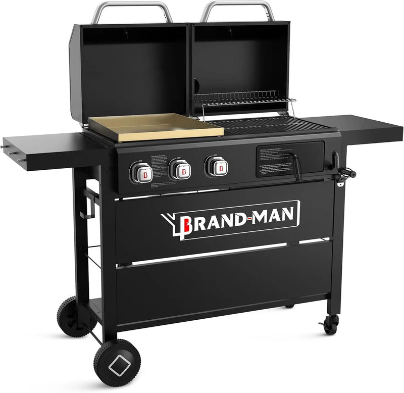 Brand-Man Propane Gas and Charcoal Grill Combo,Grill and Griddle Combo Dual Fuel BBQ Grill with Dual Lids for Outdoor Barbecue, Black by GreenHaven Gardens