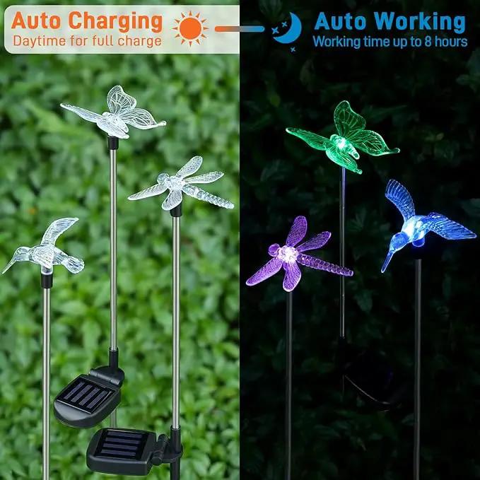 OxyLED Solar Garden Stake Lights 6 Pack Outdoor LED Figurine Lighting Color Changing Waterproof Solar Hummingbird Lights Butterfly Dragonfly for Patio Yard Pathway by GreenHaven Gardens
