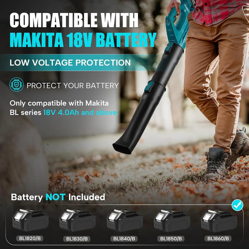 Cordless Leaf Blower for Makita 18V Battery, 450CFM 150MPH Electric Leaf Blower, 6 Speed Lightweight Handheld Leaf Blower for Lawn Care, Patio, Snow, Dust, Blowing Leaves (Battery NOT Included) by GreenHaven Gardens