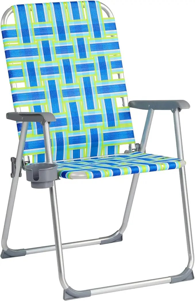 VINGLI Aluminum Patio Lawn Chairs Folding 1 Pack with Detachable Cup Holder, Webbed Beach Chair Folding Chair Outdoor Portable Camping Chair for Yard, Garden … by GreenHaven Gardens