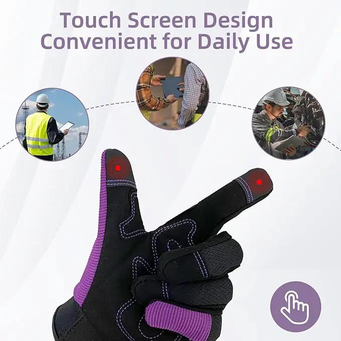 Safety Work Gloves,Multipurpose Working Gloves for Men,Multifunctional Synthetic Leather Spandex Mechanic Gloves,Gardening Glove Gifts for Men,Tounchscreen (Purple, Extra Large), 24096001-8 by GreenHaven Gardens