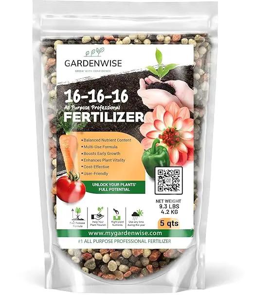 16-16-16 All Purpose Professional Fertilizer - Lawn & Flower & Tree & Shrub & Vegetable Garden Fertilizer (5 QUARTS) by GreenHaven Gardens