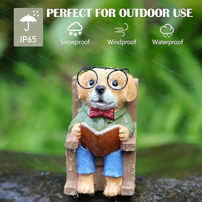 Solar Garden Decor Statues Dog Figurines Mini Fairy Garden Accessories Outdoor Lights,Garden Art Patio Porch Balcony Yard Home Lawn Ornaments,Christmas Birthdays Gifts for Mom Grandma by GreenHaven Gardens