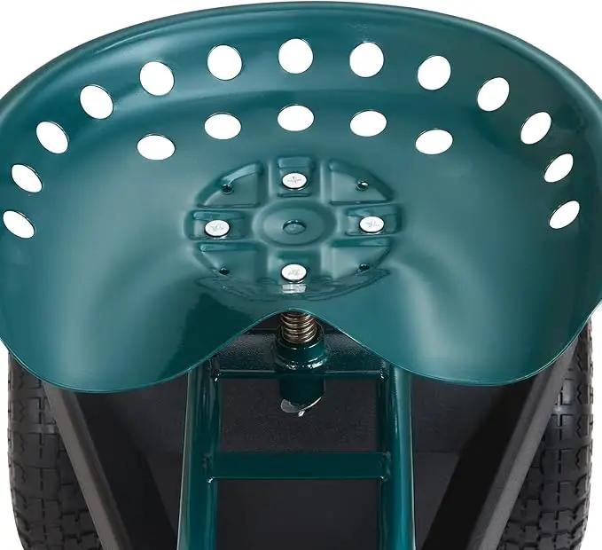 VEVOR Garden Cart Rolling Workseat with Wheels, Gardening Stool for Planting, 360 Degree Swivel Seat, Wagon Scooter with Steering Handle & Utility Tool Tray, Use for Patio, Yard, and Outdoors, Green by GreenHaven Gardens