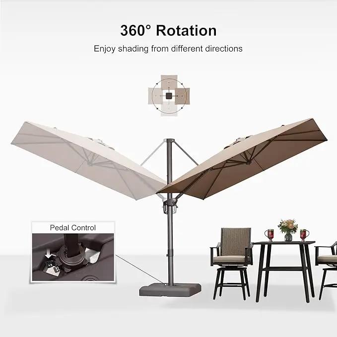 PURPLE LEAF 8 Feet Cantilever Patio Umbrella Square Umbrella with 360° Rotation and Aluminum Offset Hanging Outdoor Umbrella for Pool Garden Backyard Deck, Taupe by GreenHaven Gardens