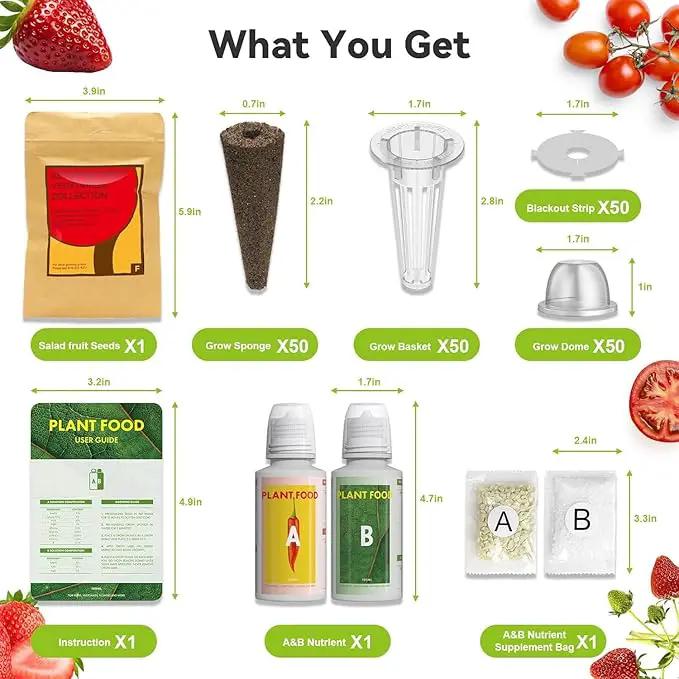 inbloom Fruit Seed Pod Kit for AeroGarden, Ahopegarden, GARDENCUBE, MUFGA, iDoo Hydroponics Growing System, 50-Pods (350+ Seeds Include Strawberry, Tomato, Cucumber, Pea, Ruby Queen Beet) by GreenHaven Gardens