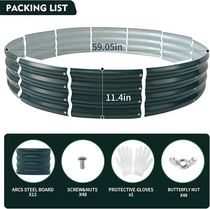 Galvanized Raised Garden Bed for Gardening - 5x5x1ft Large Thickened Metal Planter Box Outdoor for Vegetables, Flowers,Herbs,Above Ground Garden Containers Round,Green by GreenHaven Gardens