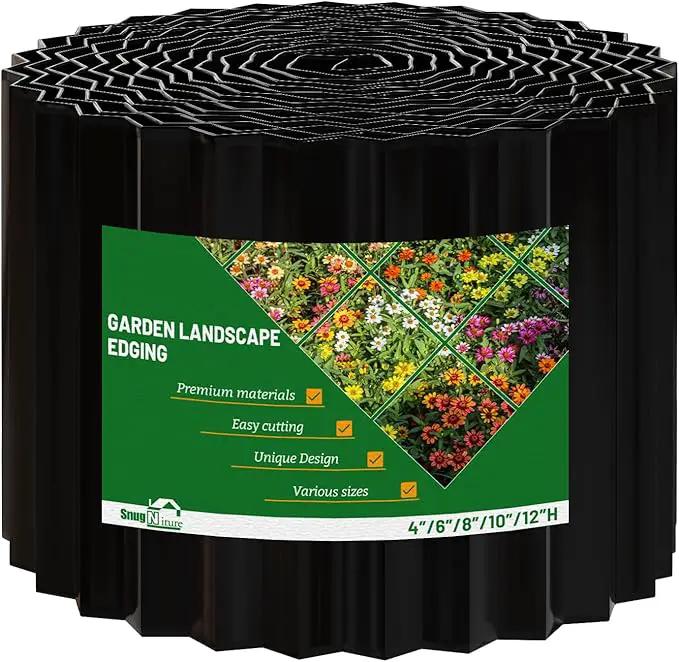 SnugNiture Corrugated Metal Garden Edging,6" x 50' Sturdy Lawn Edging Brooder,Landscape Edging Border for Lawn, Flower Bed,Garden and Yard(Black) by GreenHaven Gardens