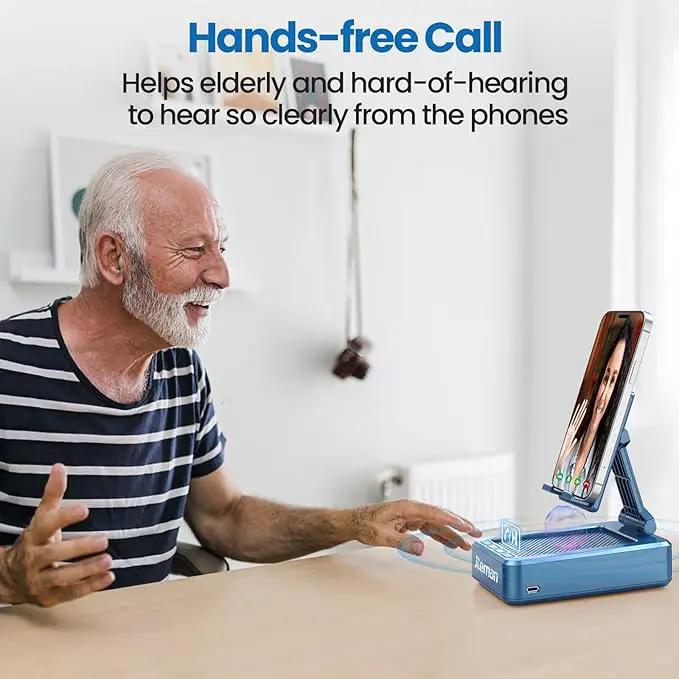 JTEMAN Phone Stand with Wireless Bluetooth Speaker, HD Surround Sound Bluetooth Speaker for Desk Perfect for Home Kitchen Gadgets Gifts,Compatible with iPhone/ipad/Samsung Galaxy(Blue) by GreenHaven Gardens