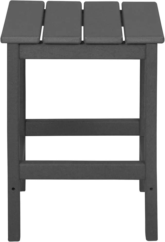 WO Home Furniture Adirondack Chair Table Set of 2 PCS Outdoor Folding Chair w Side Table Weather/UV Resistant for Lawn, Garden, Bon Fire, Balcony (Grey) by GreenHaven Gardens