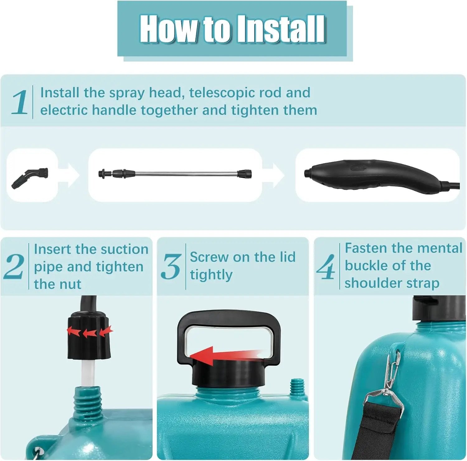 2 Gallon Battery Powered Garden Sprayer, Electric Sprayer with USB Rechargeable Handle, 3 Mist Nozzles, Retractable Wand, Water Pump Sprayers with Adjustable Shoulder Strap for Yard, Lawn and Garden by GreenHaven Gardens