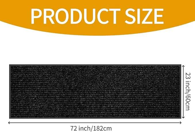 fani Heavy Duty Large Outdoor Indoor Entrance Black Doormat Waterproof Low Profile Entrance Rug Front Door Mat Patio Anti-Skid Rubber Back, 23x72 inch (Black) by GreenHaven Gardens