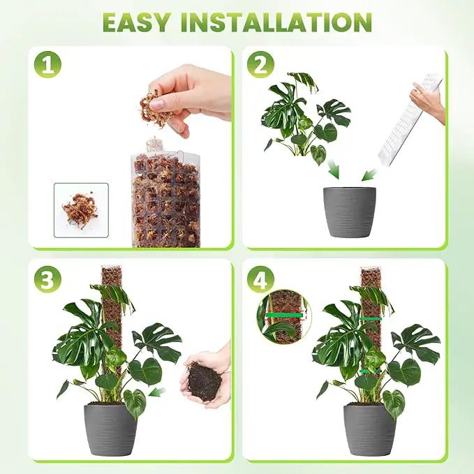 EOX 8 Pcs 24 Inch Plastic Moss Pole for Plants Monstera, Plant Poles for Climbing Plants, Plant Support for Indoor Plants Work with Sphagnum Moss, Garden Ties by GreenHaven Gardens