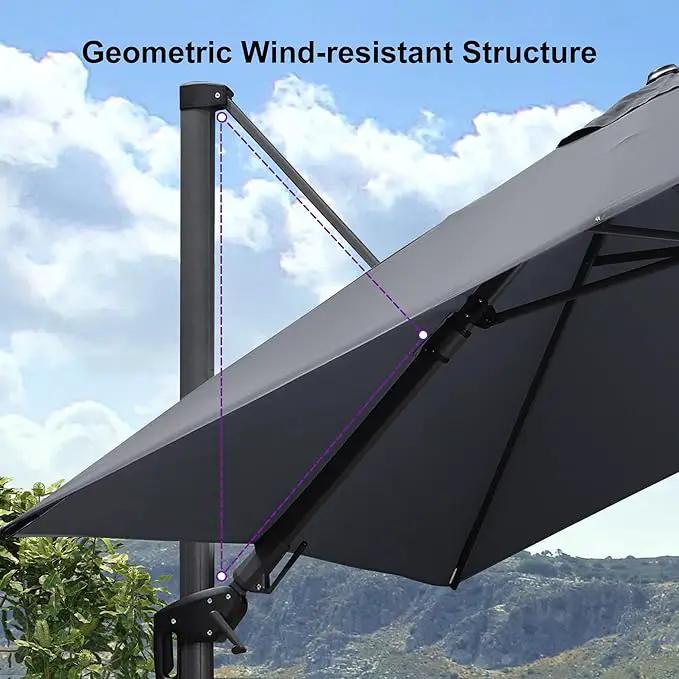 PURPLE LEAF 8.2' X 11.5' Tilting Patio Umbrella with Base Outdoor Cantilever Swivel Rectangle Umbrella Offset Umbrella with 360-degree Rotation for Garden Deck Pool Patio Light Grey by GreenHaven Gardens