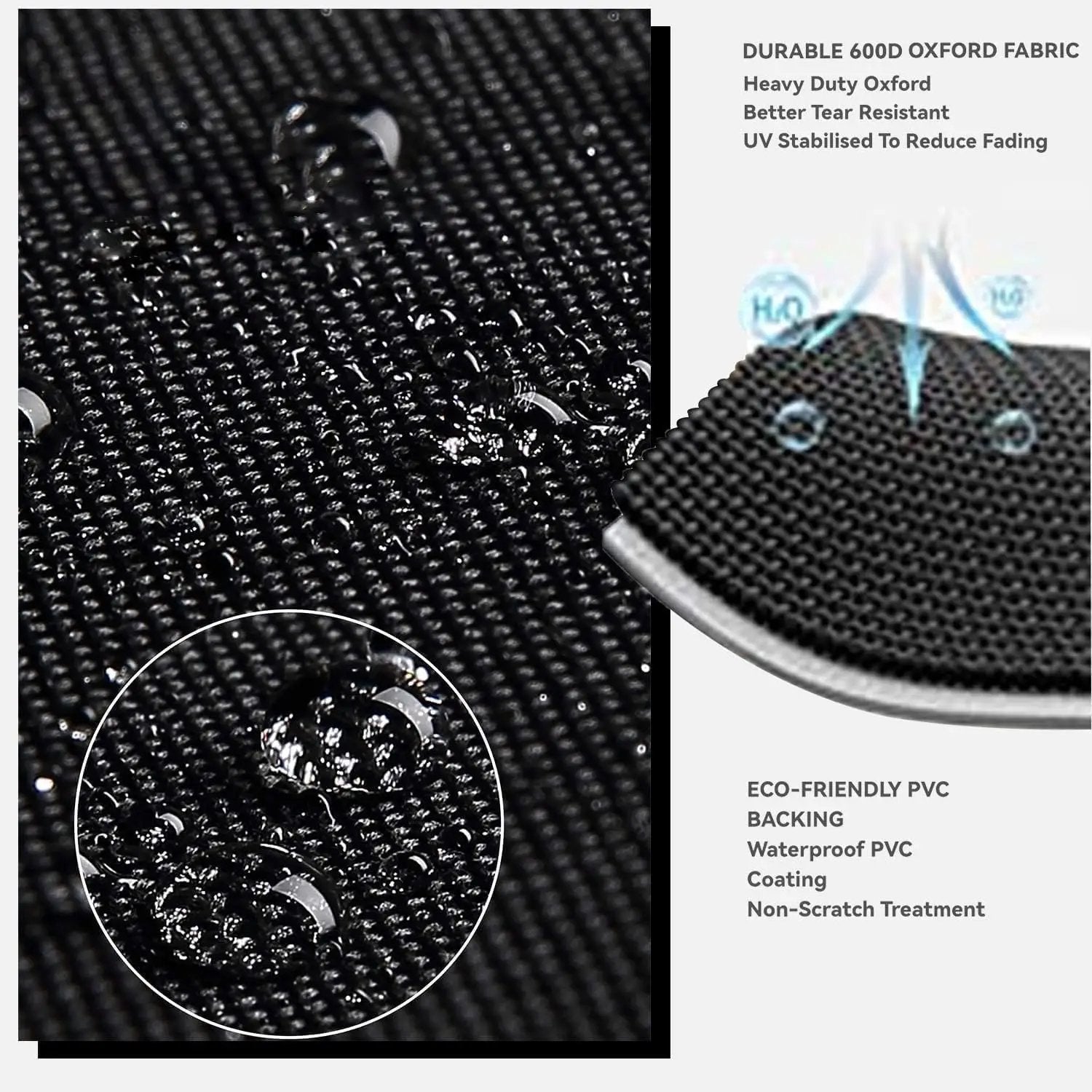 Outdoor Patio Square Table Cover 38 inch Black Heavy Duty Waterproof Cover for Square Slatted Tabletop by GreenHaven Gardens