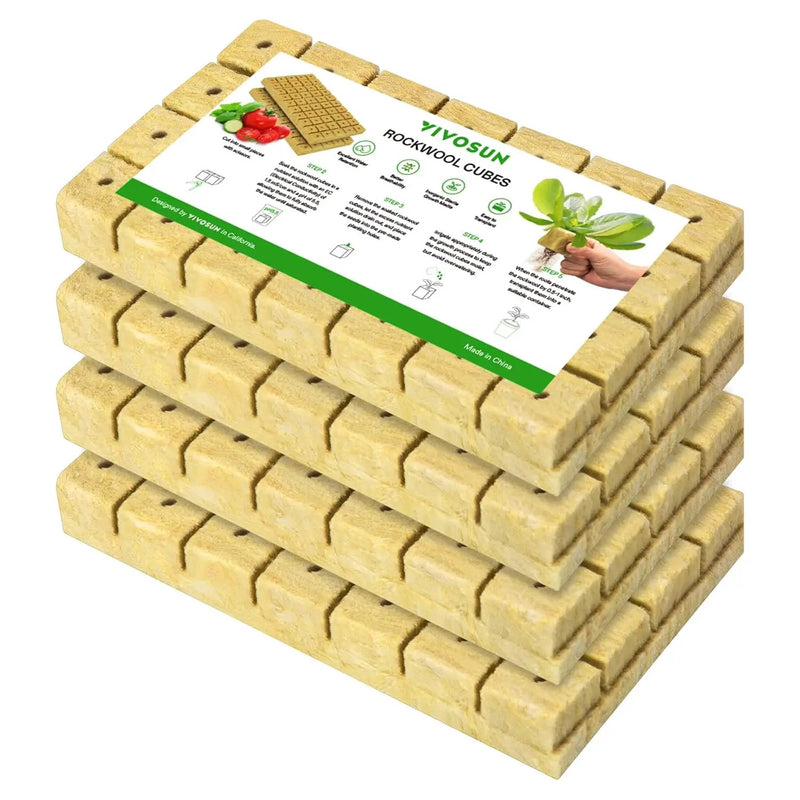 VIVOSUN 1.6" Rockwool Cubes, 112 Plugs Stonewool Starter Grow Cubes for Cuttings, Cloning, Plant Propagation, Seed Starting, Hydroponic Grow Media for Vigorous Plant Growth, 4 Sheets of 112 Plugs by GreenHaven Gardens