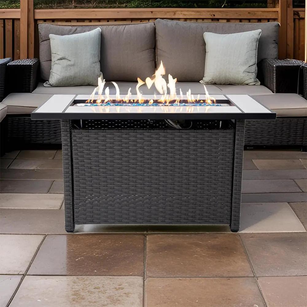 Tirana Propane Fire Pit Table 45" Outdoor Firepit 50,000 BTU Firepits for Outside with Lava Rocks and Removable Lid Metal Fire Pit Outdoor Fireplace Propane Fire Pits for Outside CSA Certified by GreenHaven Gardens