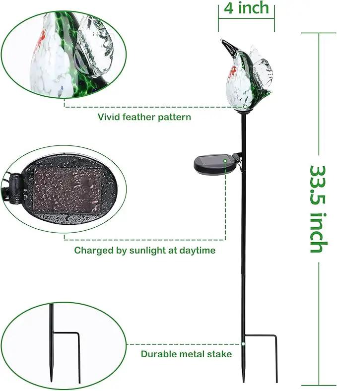 Afirst Decorative Solar Lights Outdoor Solar Hummingbird Stake Lights Hand Blown Glass Decorative Garden Pathway Light Outdoor Waterproof Glass Stakes Green by GreenHaven Gardens
