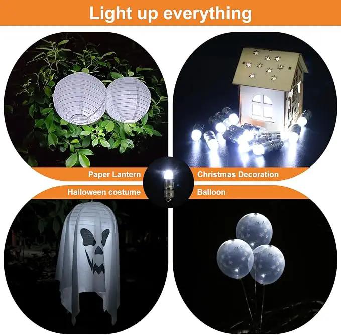 SumDirect Pack of 50 LED Mini Non-Blinking Lights for Paper Lanterns Balloons Floral Wedding Halloween Christmas Party Decoration Centerpieces (50, White) by GreenHaven Gardens