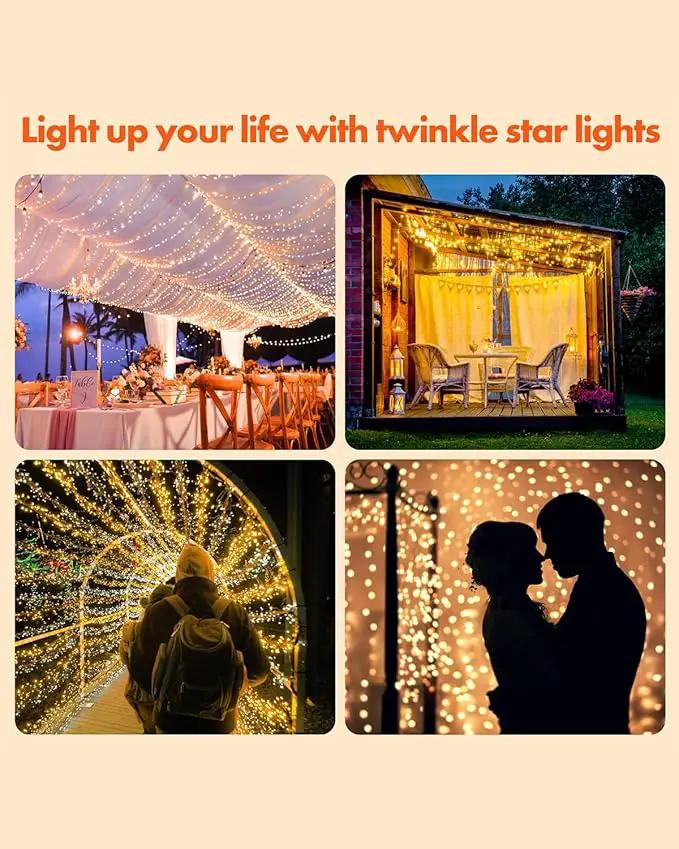 Twinkle Star 2 Pack Solar String Lights Outdoor, Total 80 FT 240 LED Solar Fairy Lights Outside Waterproof 8 Modes, Christmas Tree Light for Patio Garden Party Backyard Wedding Decor Warm White by GreenHaven Gardens