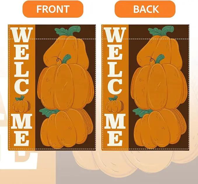 Welcome Fall Garden Flag Autumn Pumpkin Garden Flag 12x18 Inch Double Sided Fall Thanksgiving Holiday Decorations for Yard Home Porch Patio (Flay 1812) by GreenHaven Gardens