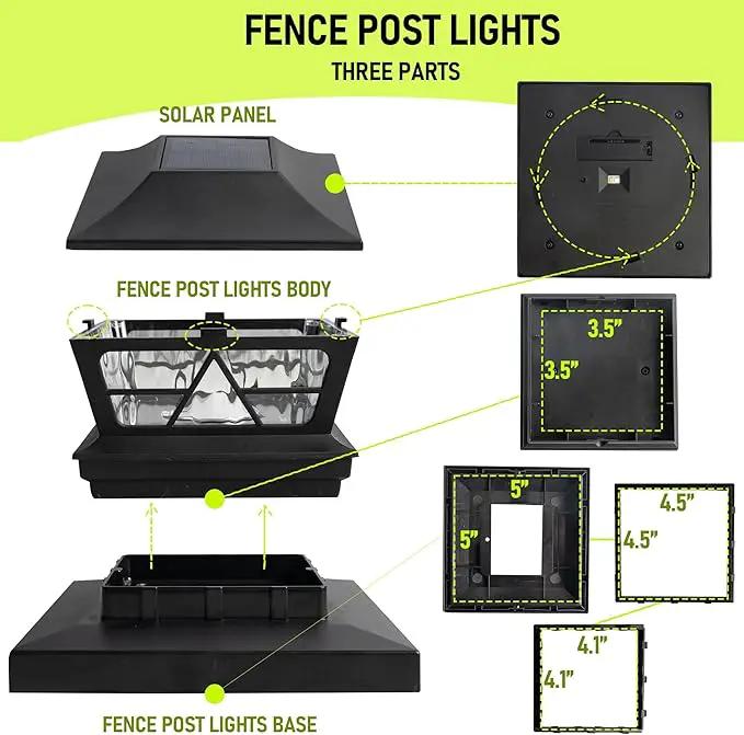 TW SHINE Solar Post Cap Lights 6 Pack, 2 Modes Fence Post Solar Powered Lights Outdoor Waterproof for 4x4 5x5 6x6 Wood Posts Warm White/Cool White for Yard, Garden, Porch, Deck, Patio Decor by GreenHaven Gardens