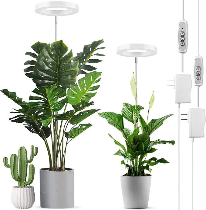 LORDEM Full Spectrum LED Grow Lights, Brightness Adjustable Plant Lamps with Auto On/Off Timer, Height Adjustable Growing Lights for Indoor Plants, Pack of 2 by GreenHaven Gardens