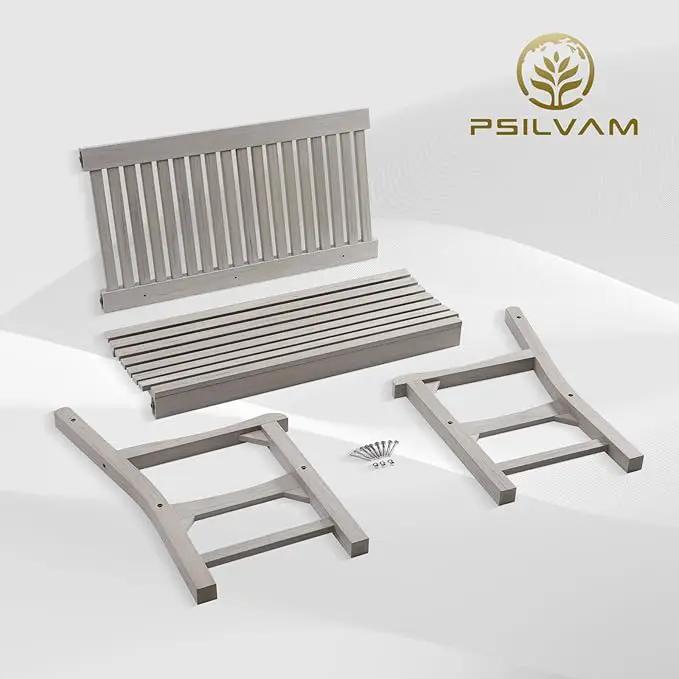 Psilvam Garden Bench, 2-Person Poly Lumber Patio Bench, All-Weather Outdoor Bench That Never Rot and Fade, Memorial Bench, Suit for Garden, Porch and Park(Grey) by GreenHaven Gardens