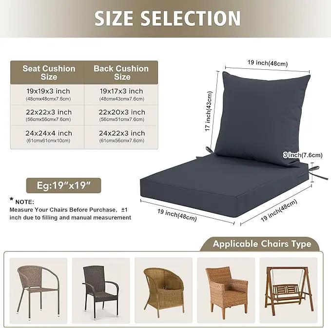 Outdoor Chair Cushions, Waterproof Outdoor Cushions for Patio Furniture w/Fade-Resistant, Removable & Machine-Washable Covers, 19x19 Inch, Ideal for Seat in Gardens/Porch – Set of 4, Dark Grey by GreenHaven Gardens