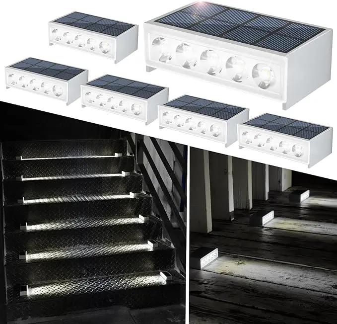 T-SUN Solar Step Light Outdoor, 6 Pack Solar Stair Lights, 6000K Step Lights Outdoor Solar Powered Waterproof LED Outdoor Solar Lights for Steps Deck Court Garden Balcony Patio Stair Porch by GreenHaven Gardens
