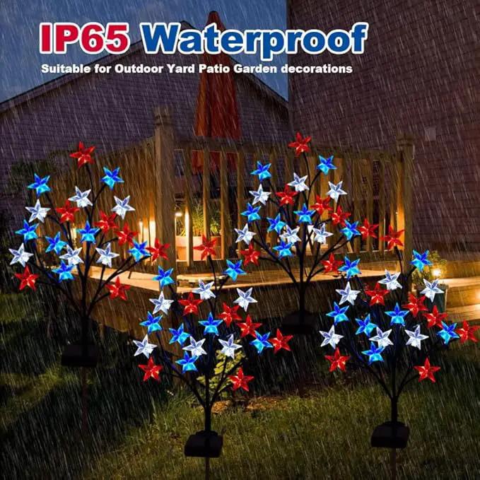 2 Packs Solar 4th of July Decorations Outdoor Lights, Solar Red White and Blue Star Pathway Lights, Waterproof Outdoor Patriotic Decorations Lights for July 4th Memorial Day Garden Yard Pathway Grave by GreenHaven Gardens