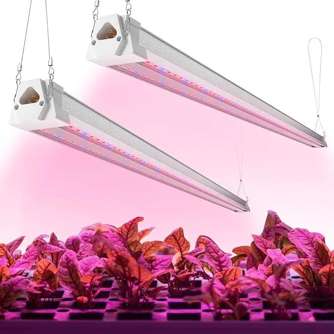 FREELICHT 2 Pack 4FT LED Grow Light, 40W (250W Equivalent), Red Blue (660nm+460nm) Full Spectrum Grow Light for Indoor Plants, Linkable Plug in Plant Growing Lamps for Hydroponic Seeding Veg Flower by GreenHaven Gardens
