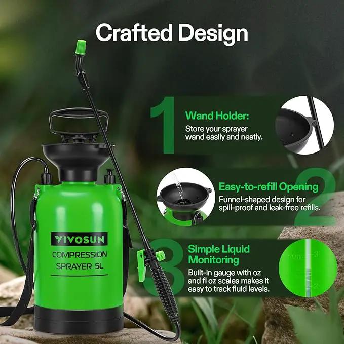 VIVOSUN 1.35-Gallon Pump Sprayer, Pressurized Lawn & Garden Sprayer with Adjustable Shoulder Strap, for Plants Spraying, Garden Watering and Household Cleaning by GreenHaven Gardens