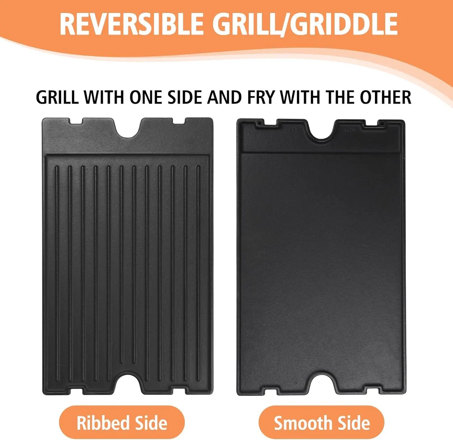 2-in-1 Reversible 19.25” x 11.75” Pre-Seasoned Cast Iron Cooking Griddle for Regal/Imperial Models Grill 11239, Flat Griddle Top Plate for Gas Stove/Charcoal/Electric/Propane/Gas Grill by GreenHaven Gardens