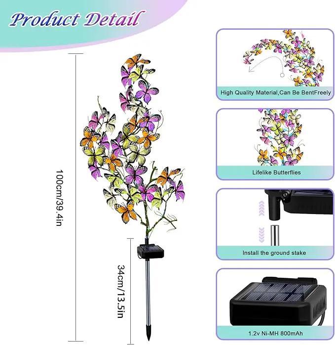 Solar Garden Lights Outdoor, 2 Pack New Sunflower Light for Outside, Solar Willow Vine Light with 46 LED Sunflowers, Waterproof Decor for Yard, Patio, Pathway, Gardening Gifts (2Pack Butterfly) by GreenHaven Gardens