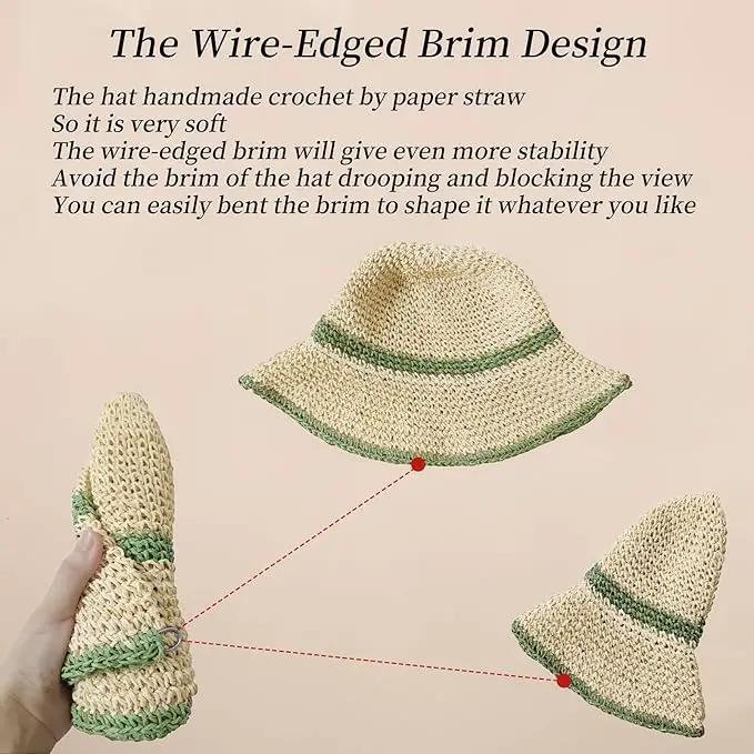 Floppy Big Beach Straw Hats for Women Foldable Summer Wide Brim Packable Sun Hat Womens Travel Straw Fedora Hat by GreenHaven Gardens
