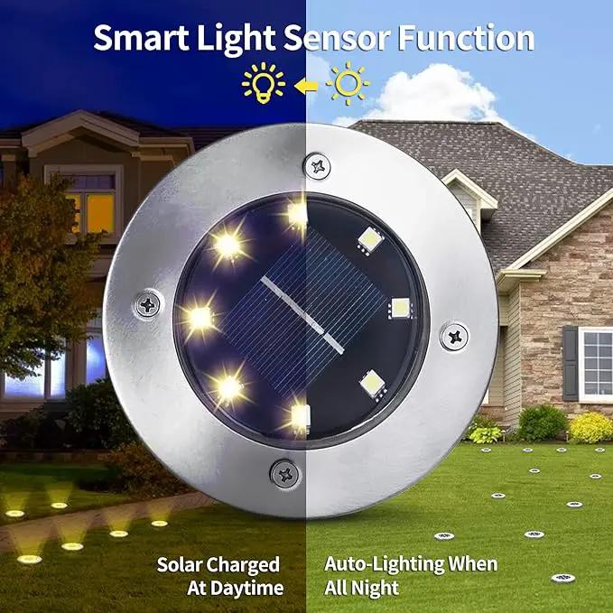 Aogist Solar Ground Lights 12 Packs, 8 LED Solar Garden Lights, Waterproof Outdoor Solar Disk Lights, In-ground Outdoor Landscape Lights for Pathway Yard Walkway Patio Lawn Path (Warm White) by GreenHaven Gardens