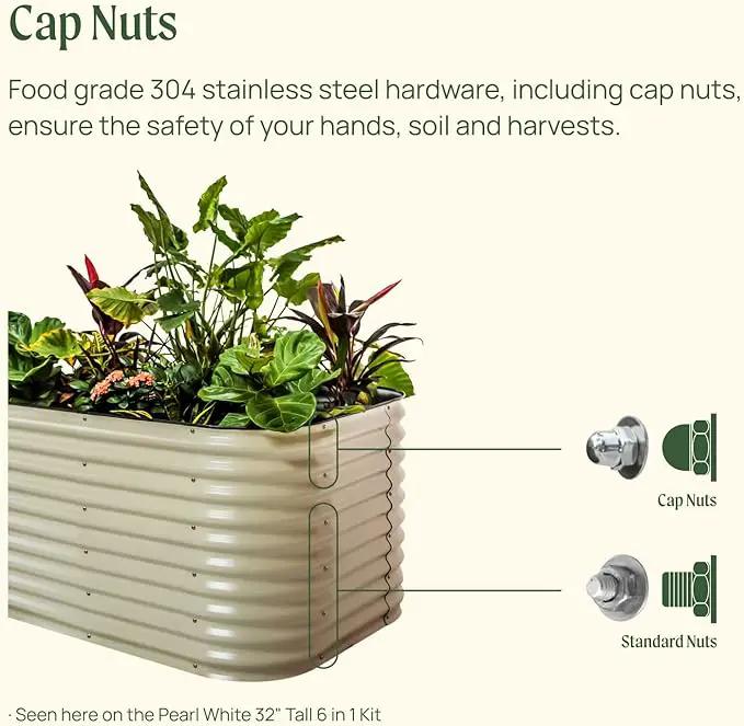 Vego garden 32" Extra Tall Raised Garden Bed Kits, 6 in 1 Modular Raised Planter Box for Vegetables Flowers Fruits Oval Metal Raised Garden, Sky Blue by GreenHaven Gardens