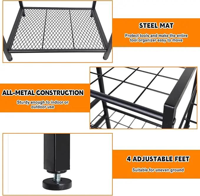 3 Tier Garden Tool Organizer, Yard Tool Tower Rack, Tool organizer up to 78 Tools, Heavy Duty Garden Tool Organizer for Garage, Yard, Patio, Shed, Indoors and Outdoors, Black by GreenHaven Gardens